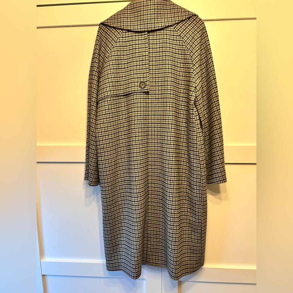 OAK + FORT Gray and Blue/Black Houndstooth Wool Blend Coat - Picture 2 of 7